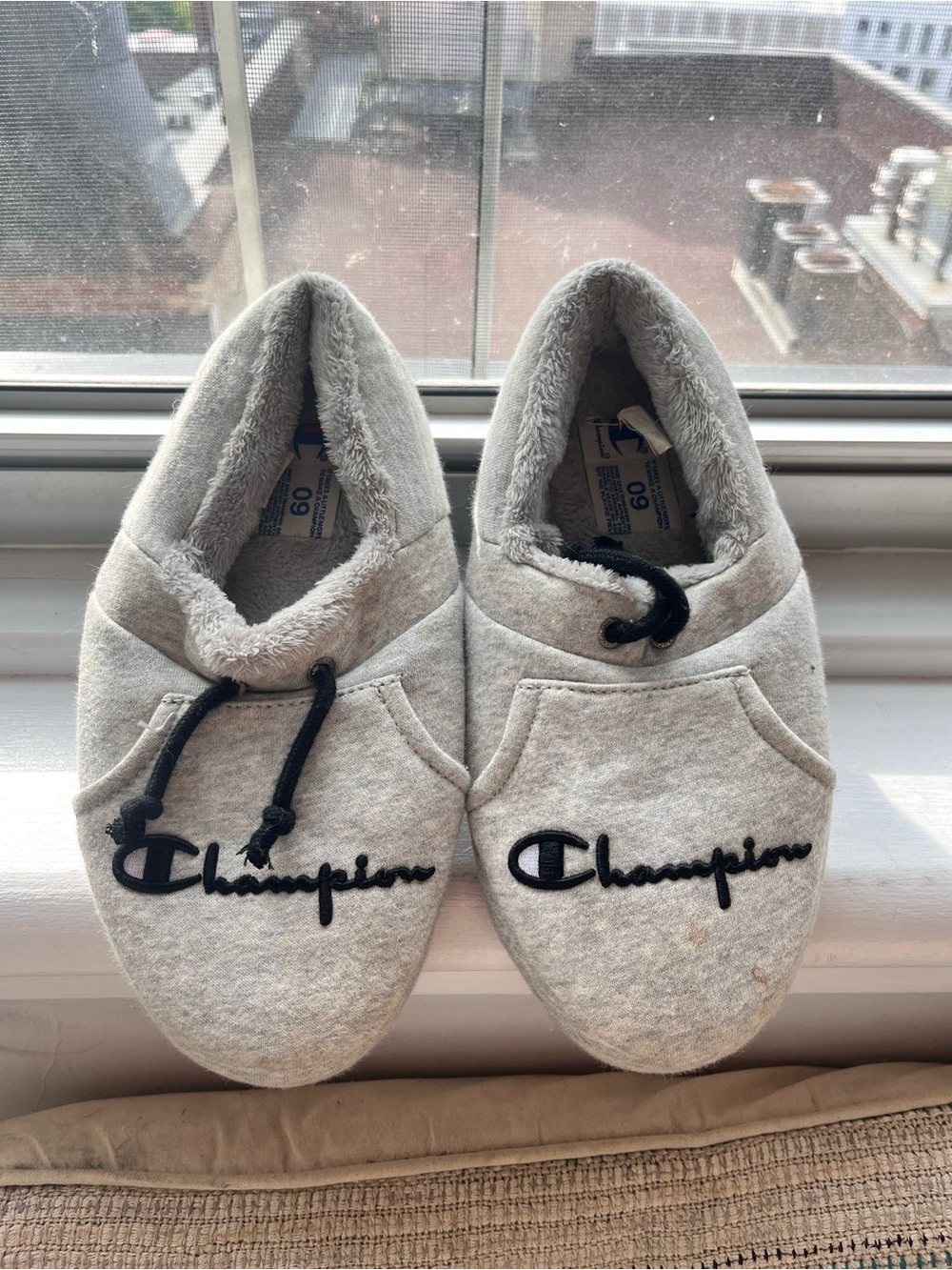 Champion Light Gray Fleece-Lined Slip-On Slippers